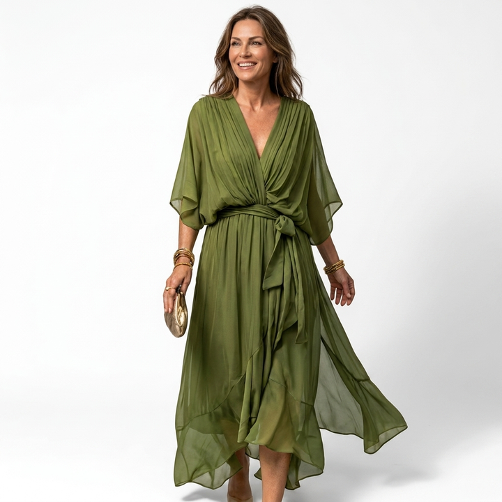 Helena - V-Neck Dress with a Flattering Wide Cut