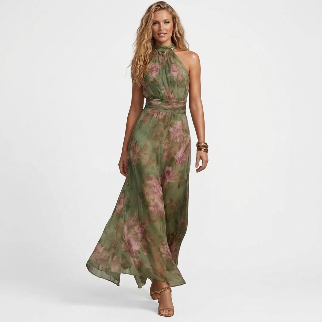 Theia - Emerald Blossom Maxi Dress