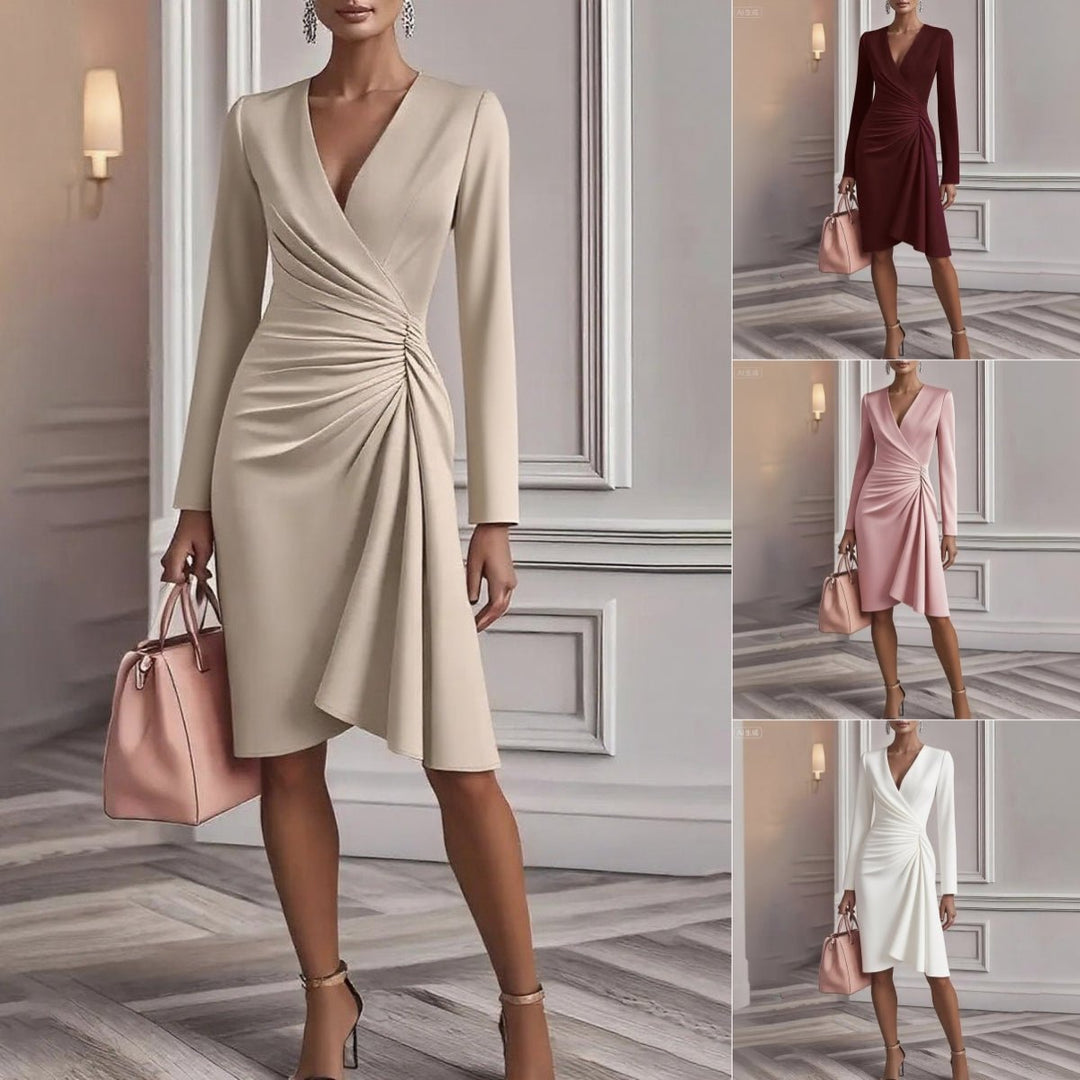 Jasmine | Midi Dress Featuring a Draped Top Design
