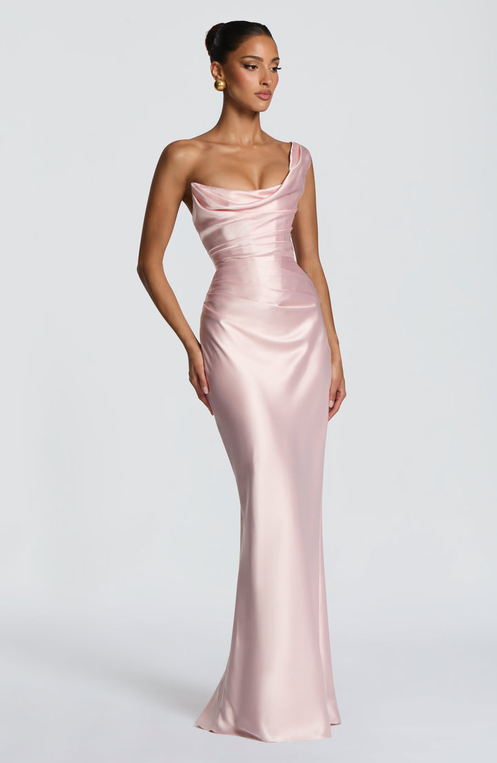 Carolina™ Dress - Asymmetrical Elegance with Satin Flow