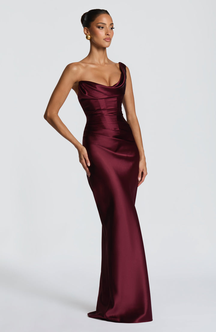 Carolina™ Dress - Asymmetrical Elegance with Satin Flow