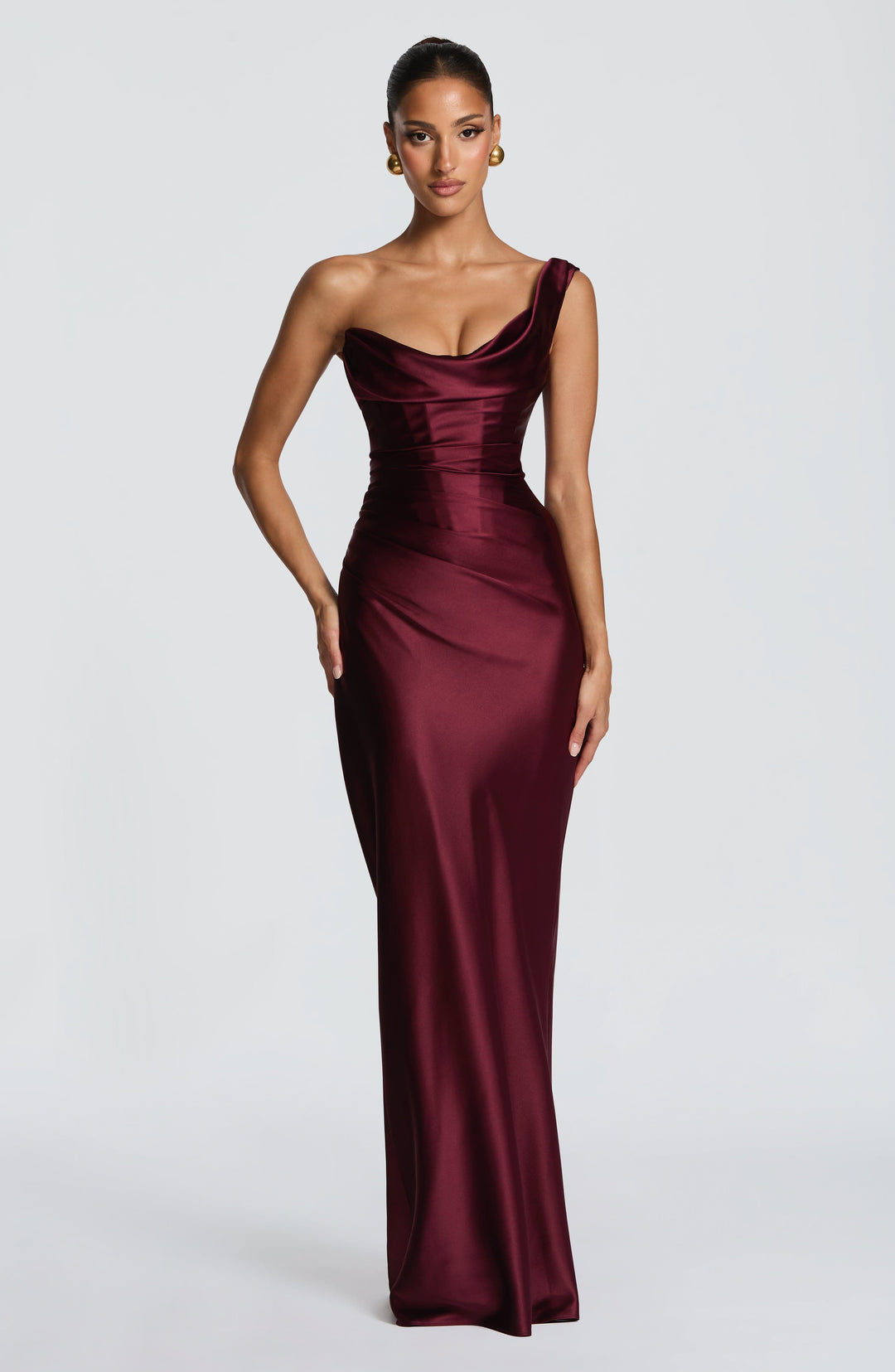 Carolina™ Dress - Asymmetrical Elegance with Satin Flow