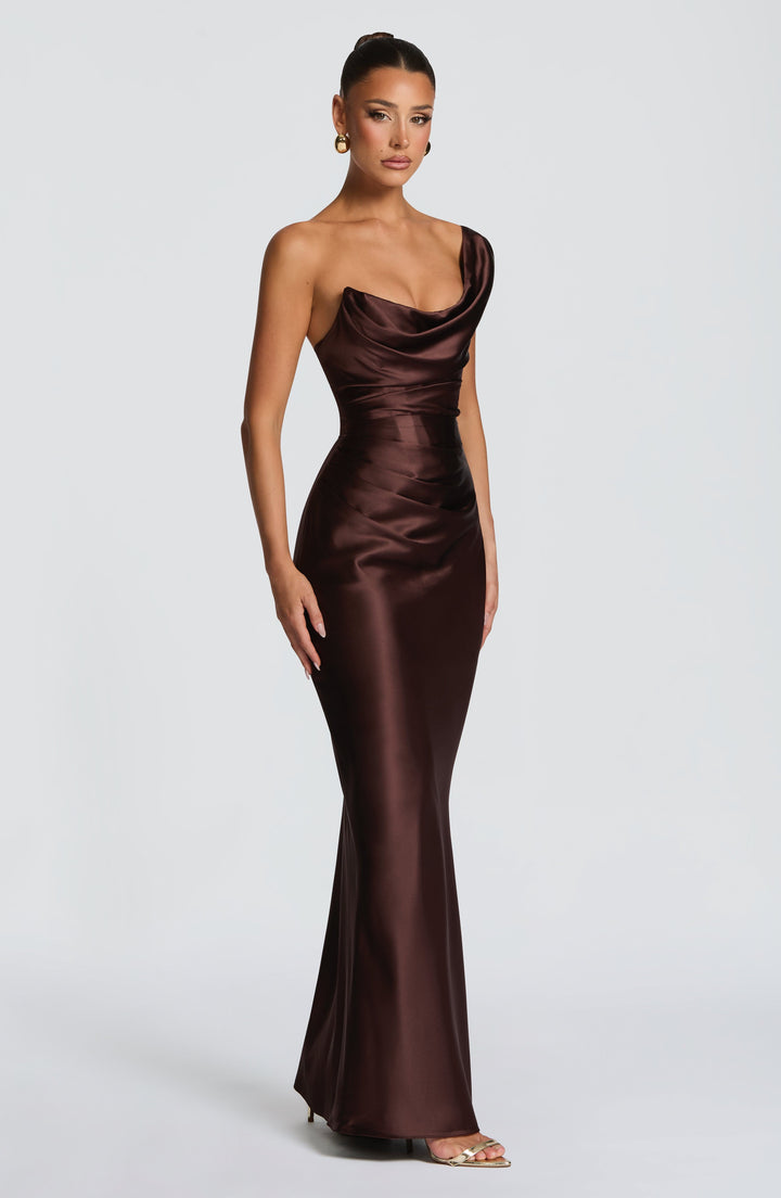 Carolina™ Dress - Asymmetrical Elegance with Satin Flow