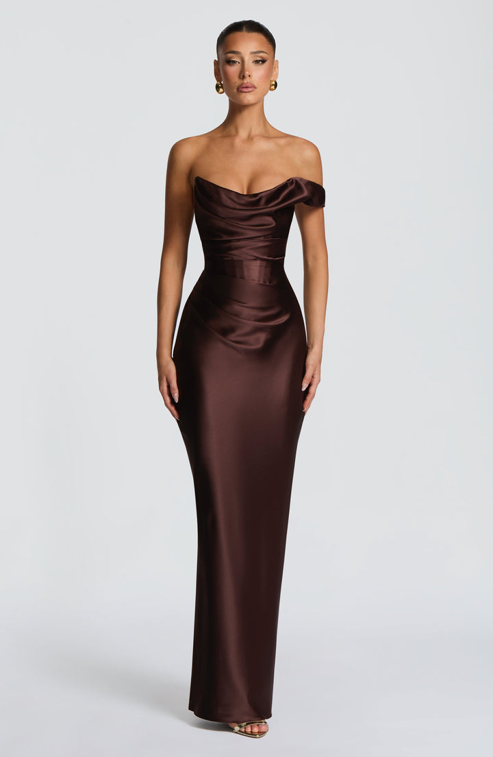 Carolina™ Dress - Asymmetrical Elegance with Satin Flow