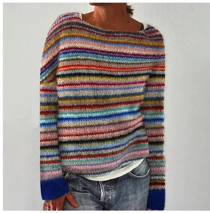 Vibrant Striped Lightweight Knit Sweater