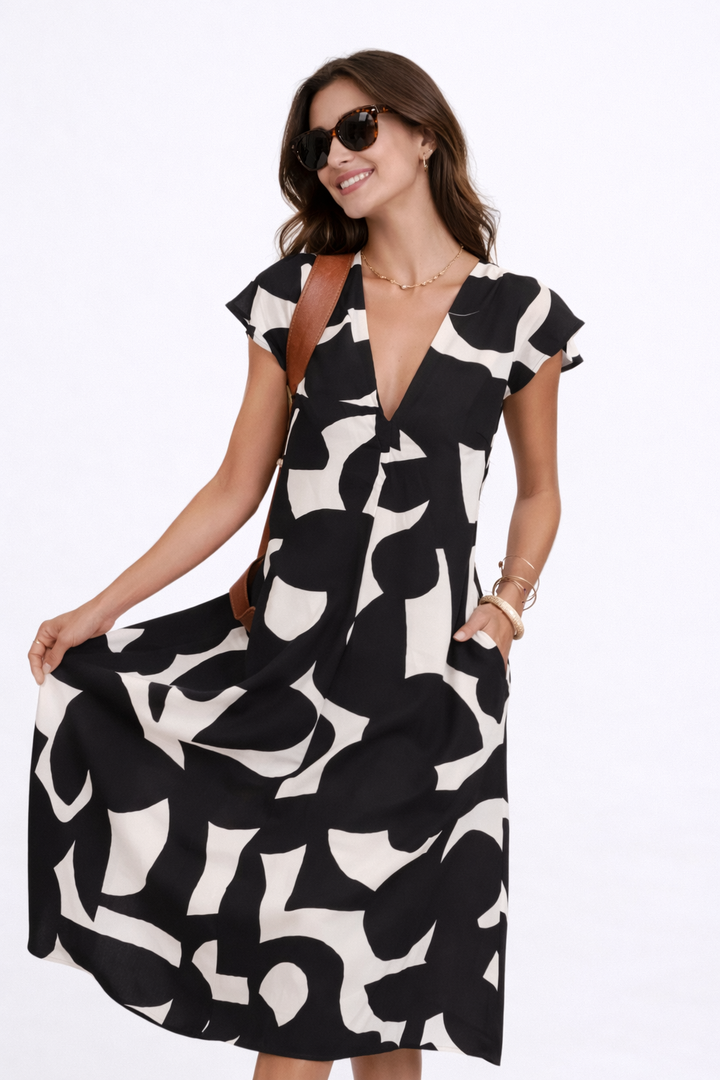 Camellia | Midi Dress with Vibrant Print