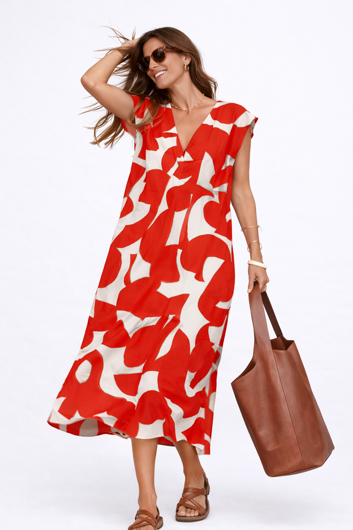 Camellia | Midi Dress with Vibrant Print