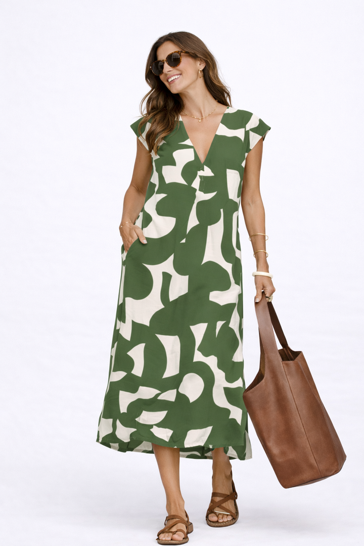 Camellia | Midi Dress with Vibrant Print
